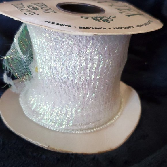 Vintage R-Tex Ribbon - Sheer Irridescent Shimmer Wired Edge 2.5" Wide x 3.5 Yrds - Picture 6 of 6